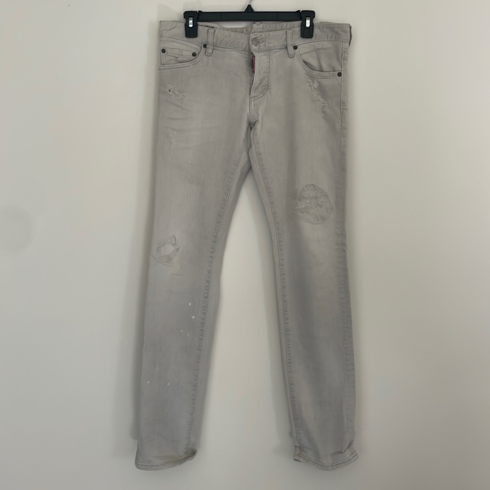 DSQUARED2 WHITE WASH DISTRESSED JEANS